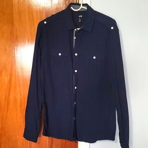 Mens navy blue button up